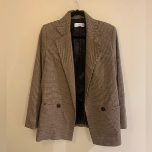 Mango brown gingham blazer